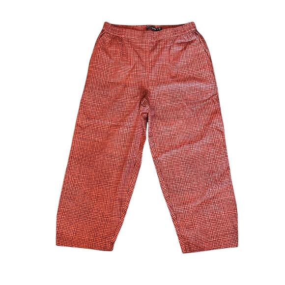 NWOT Gudrun Sjödén Rare Maroon/Orange Grid Cotton Pants Size M Artsy Boho Scandi - Picture 1 of 6